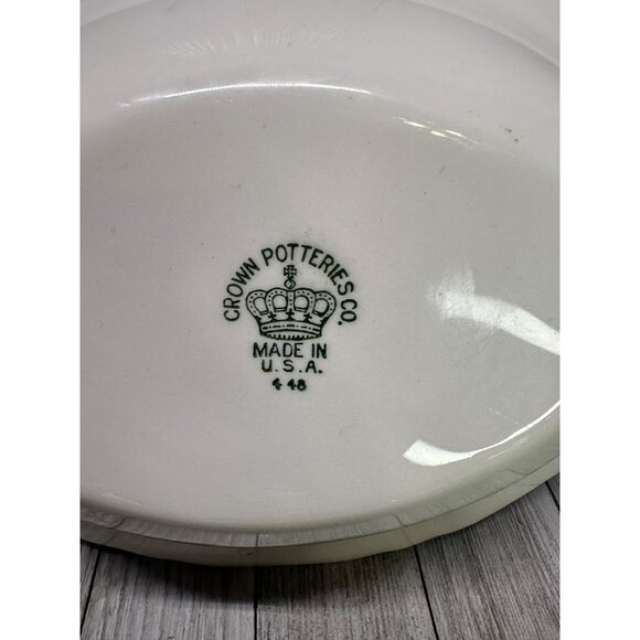 Vintage Crown Potteries Co Vegetable Serving Bowl Oval Gold Rim 9.5'' - Set of 2 - Picture 8 of 13